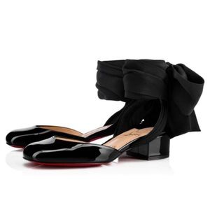 Christian Louboutin nitadiva 35 patent/crepe de chine size 38